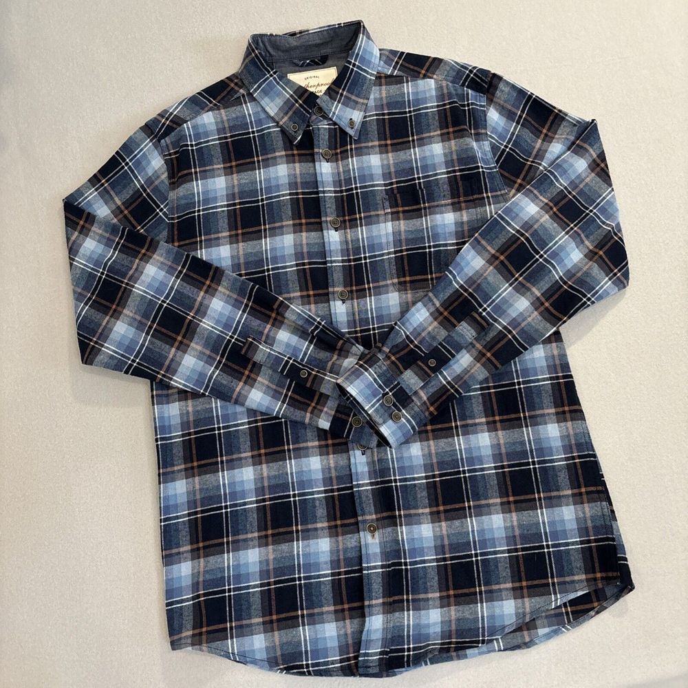 Original Weatherproof Vintage MEDIUM BLUE FLANNEL Mens Shirt EXCELLENT‎ & SOFT